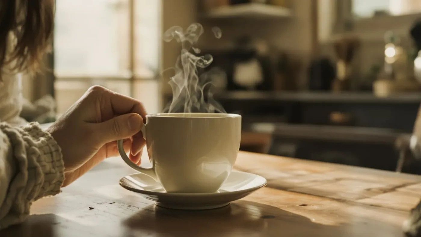 Fingertips resting on ceramic tea mug showing why self compassion meditations help some people and miss others